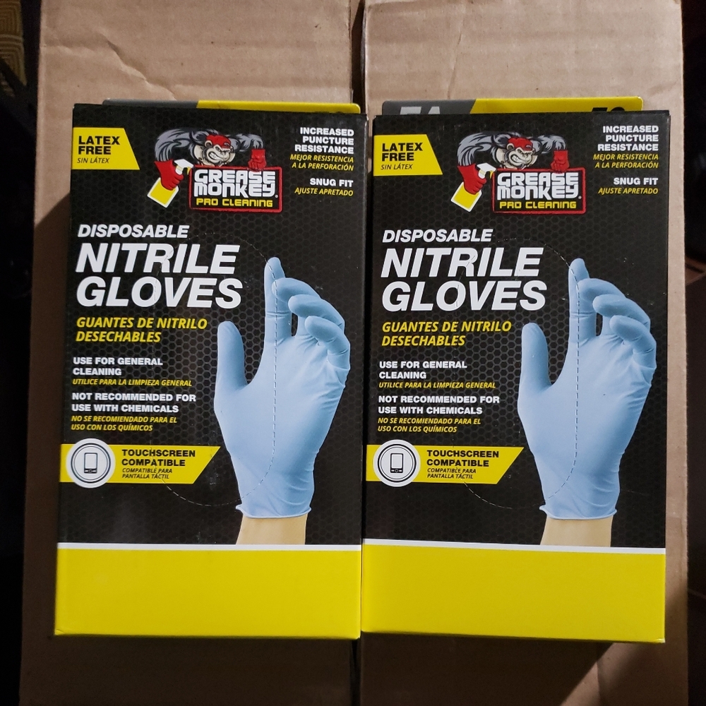 NEW Grease Monkey Pro Cleaning Disposable Nitrile Gloves Snug Fit 50/Box OSFA